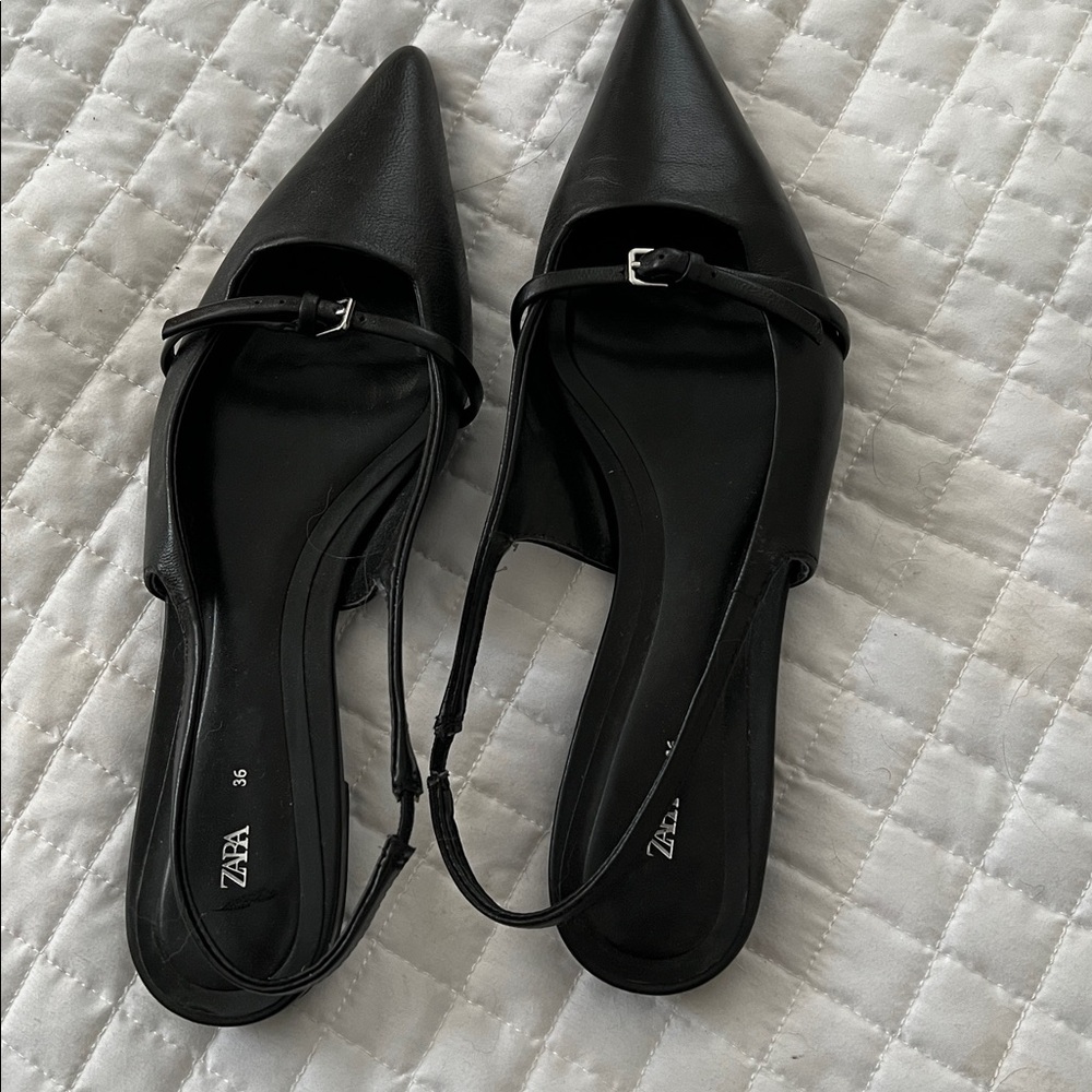 Zara Black Slingback Flats